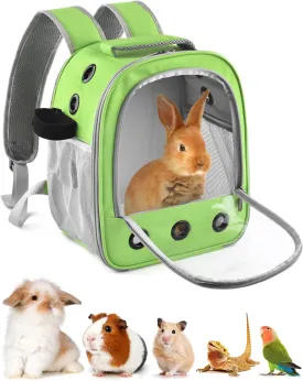 Guinea Pig Carrier Backpack, Portable Rabbit Travel Carring Bag for Pet Bunny Sugar Chinchilla Gerbil Bearded Dragon Hamster Parrot Outgoing Pouch Case with Water Bottle Holder & Detachable Pad