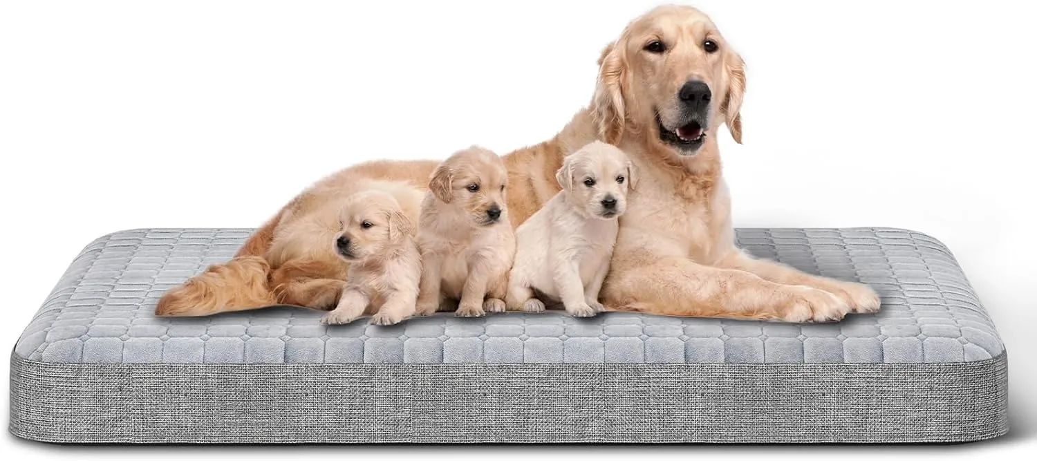 Heeyoo Large Dog Bed, Inflatable Dogs Bed for Large Dogs with Removable & Washable Cover, Orthopedic Dog Crate Pad with Anti-Slip Bottom, Portable Foldable Pet Bed for Indoor & Outdoor, Travel