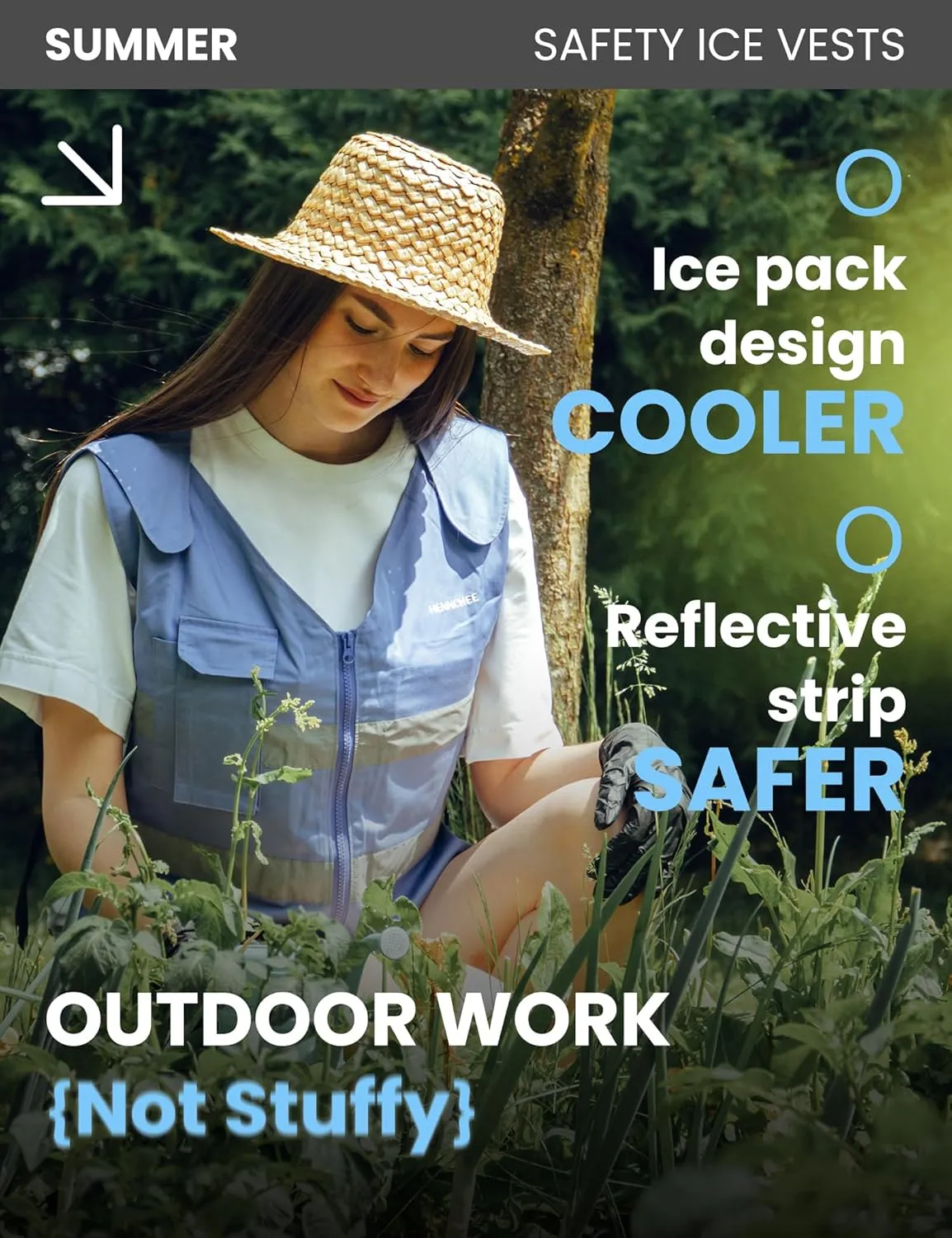 HENNCHEE Cooling Safety Vest for Men & Women, 12PCS Ice Packs, Body Cool Clothing for Hot Weather Outside Workers