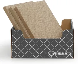 HIDE & SCRATCH Heavy Duty Cardboard Cat Scratcher Box and Cat Bed with Refillable Double-Sided Cardboard Scratch Pad for Indoor Cats