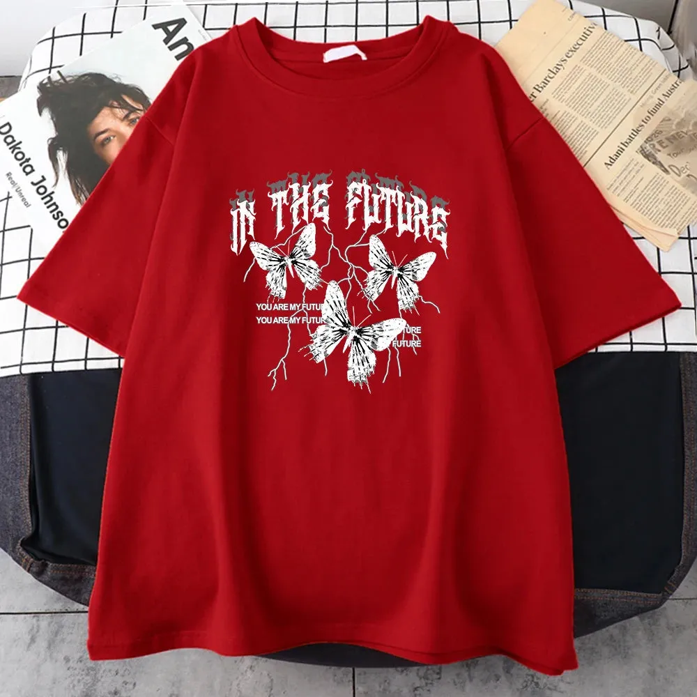 In The Future Dark Black Butterfly Creative Design T-Shirt