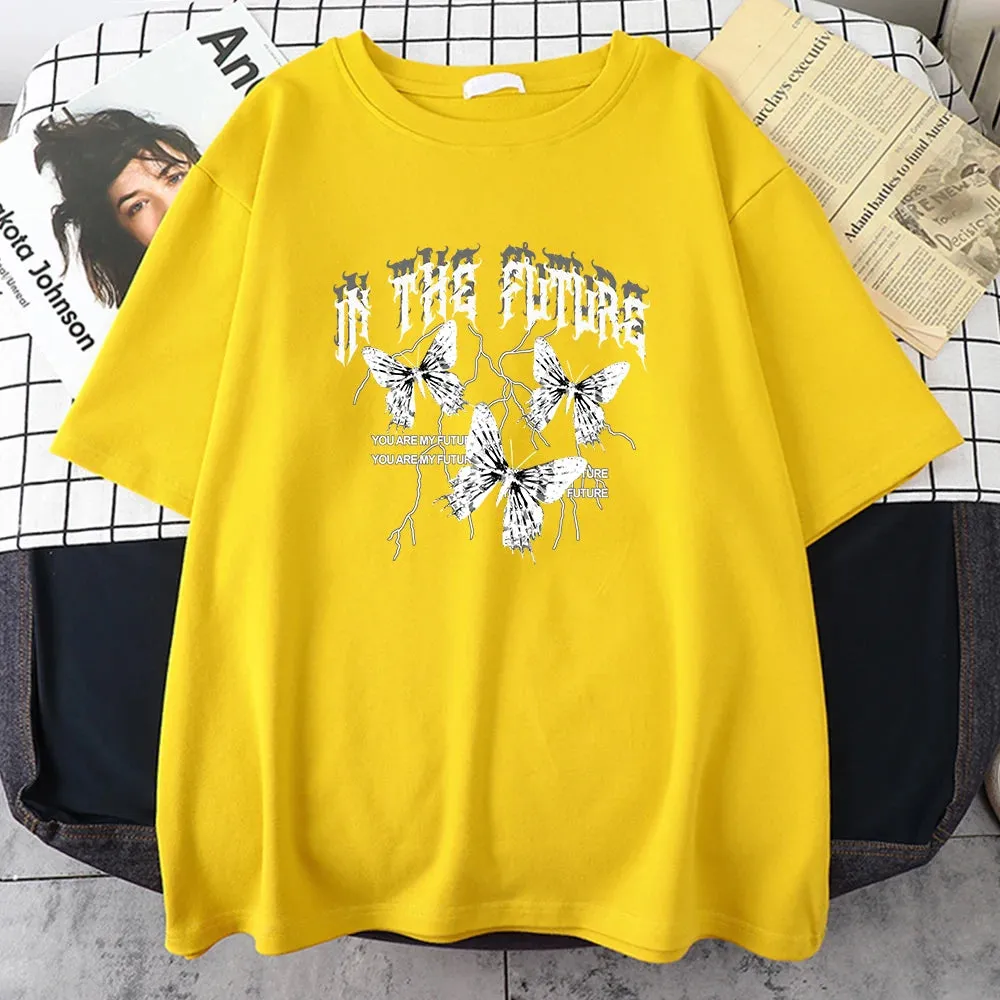 In The Future Dark Black Butterfly Creative Design T-Shirt