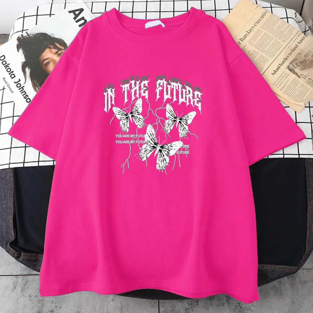 In The Future Dark Black Butterfly Creative Design T-Shirt