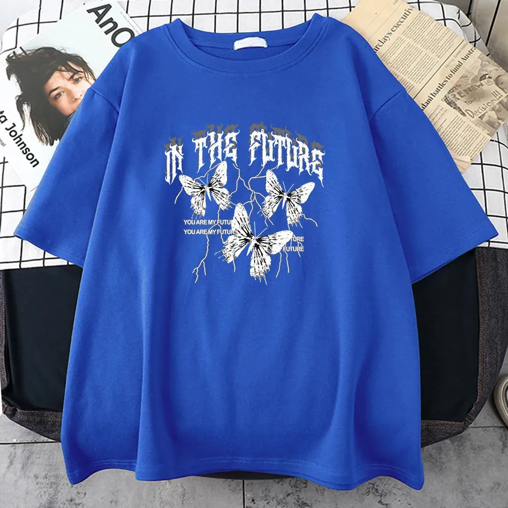 In The Future Dark Black Butterfly Creative Design T-Shirt