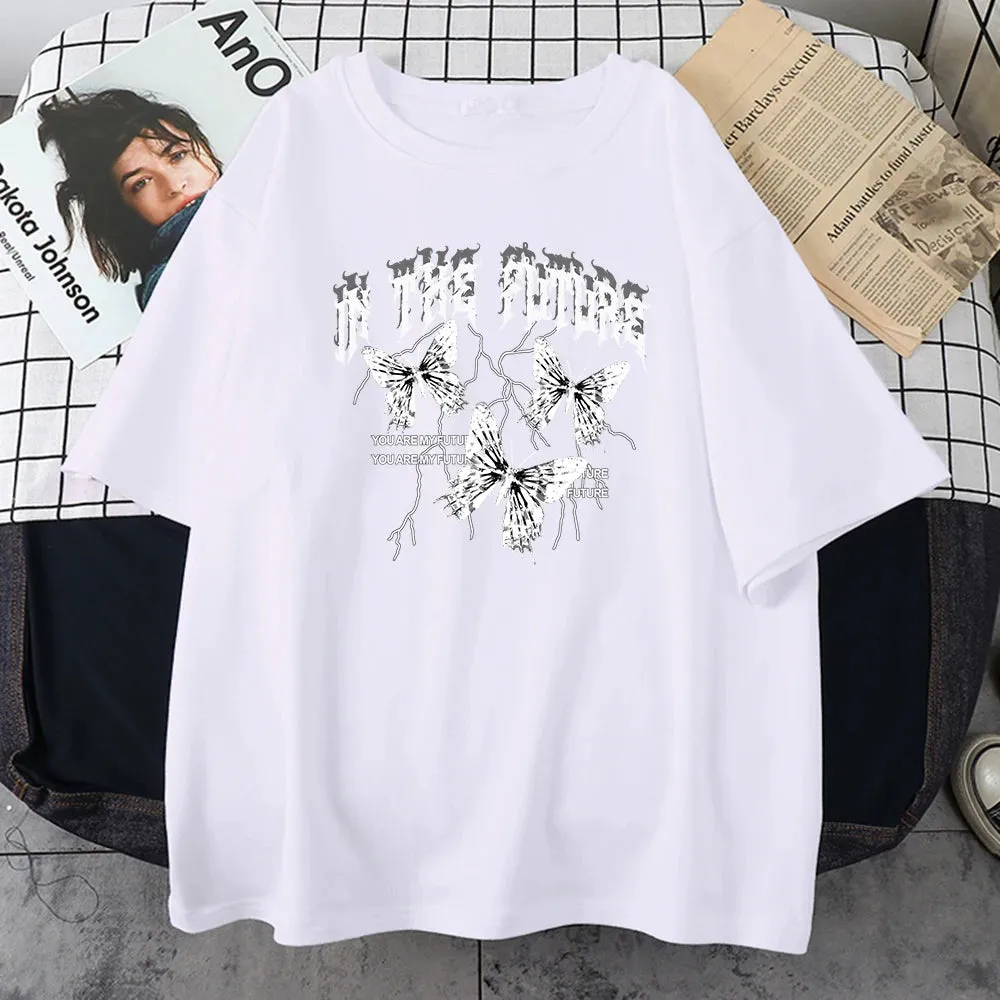 In The Future Dark Black Butterfly Creative Design T-Shirt