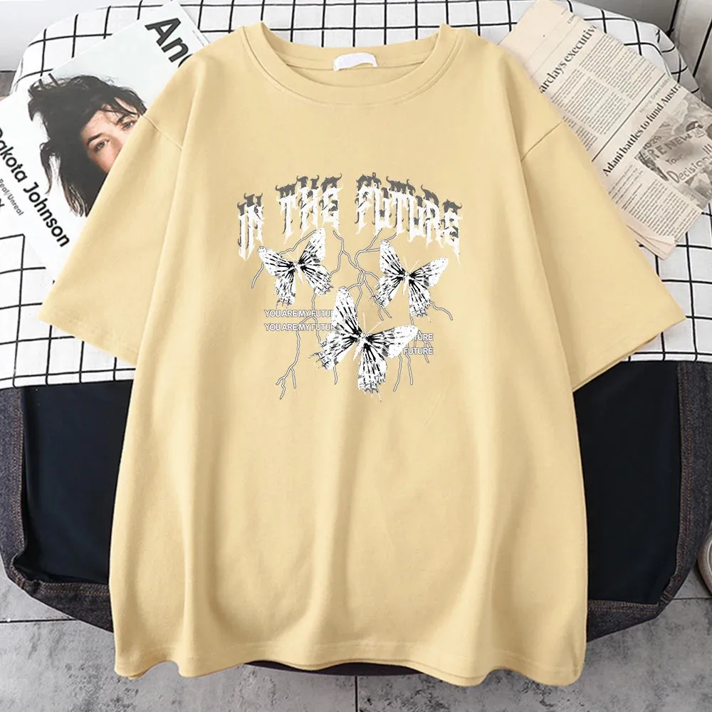 In The Future Dark Black Butterfly Creative Design T-Shirt