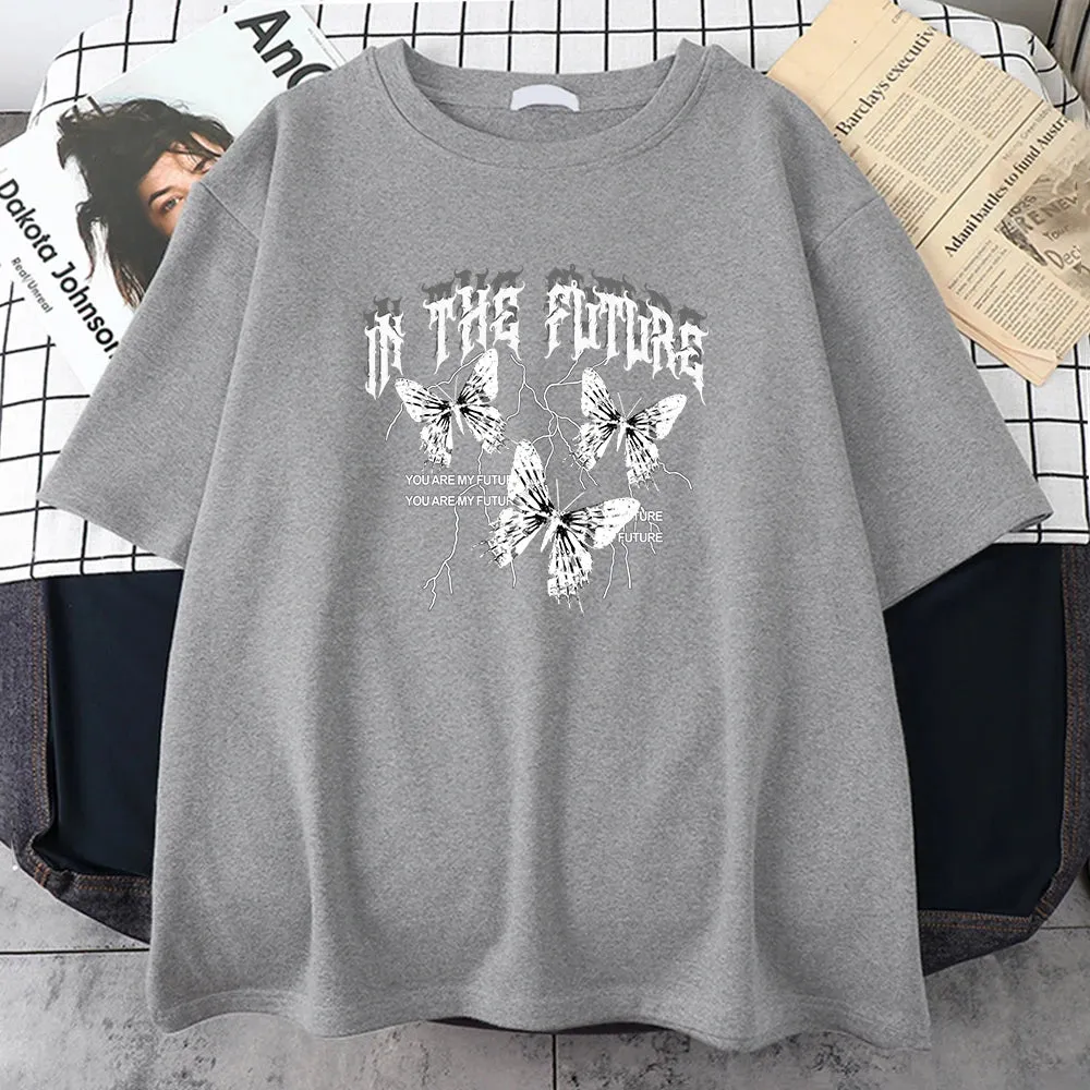 In The Future Dark Black Butterfly Creative Design T-Shirt
