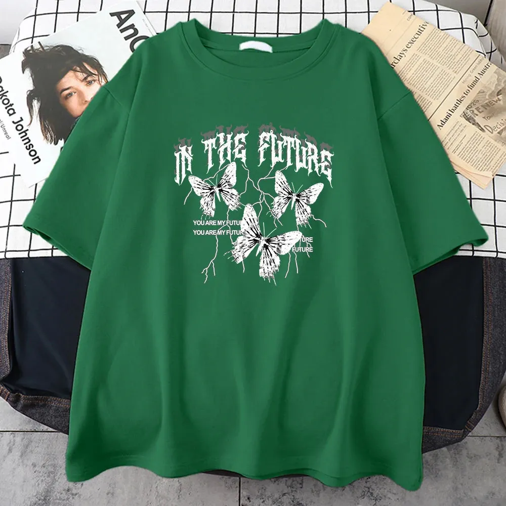 In The Future Dark Black Butterfly Creative Design T-Shirt