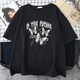 In The Future Dark Black Butterfly Creative Design T-Shirt