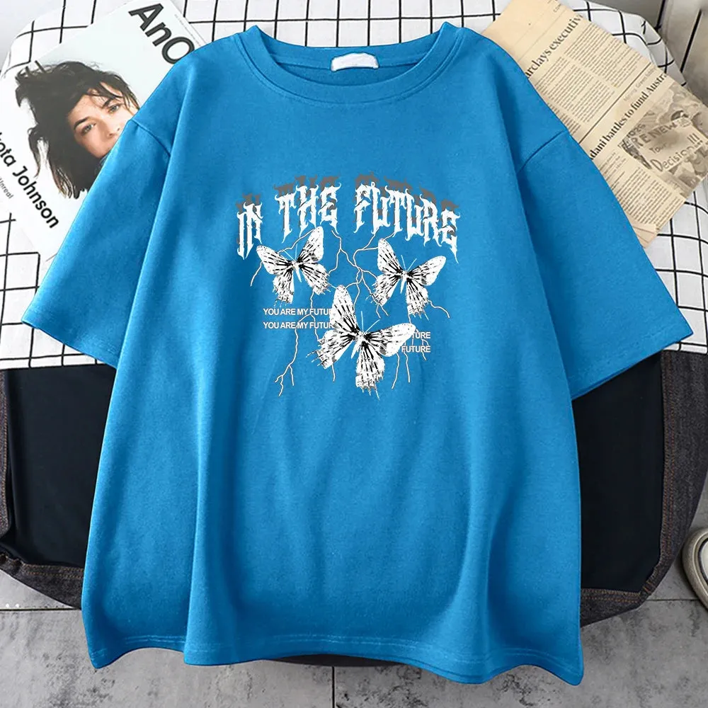 In The Future Dark Black Butterfly Creative Design T-Shirt