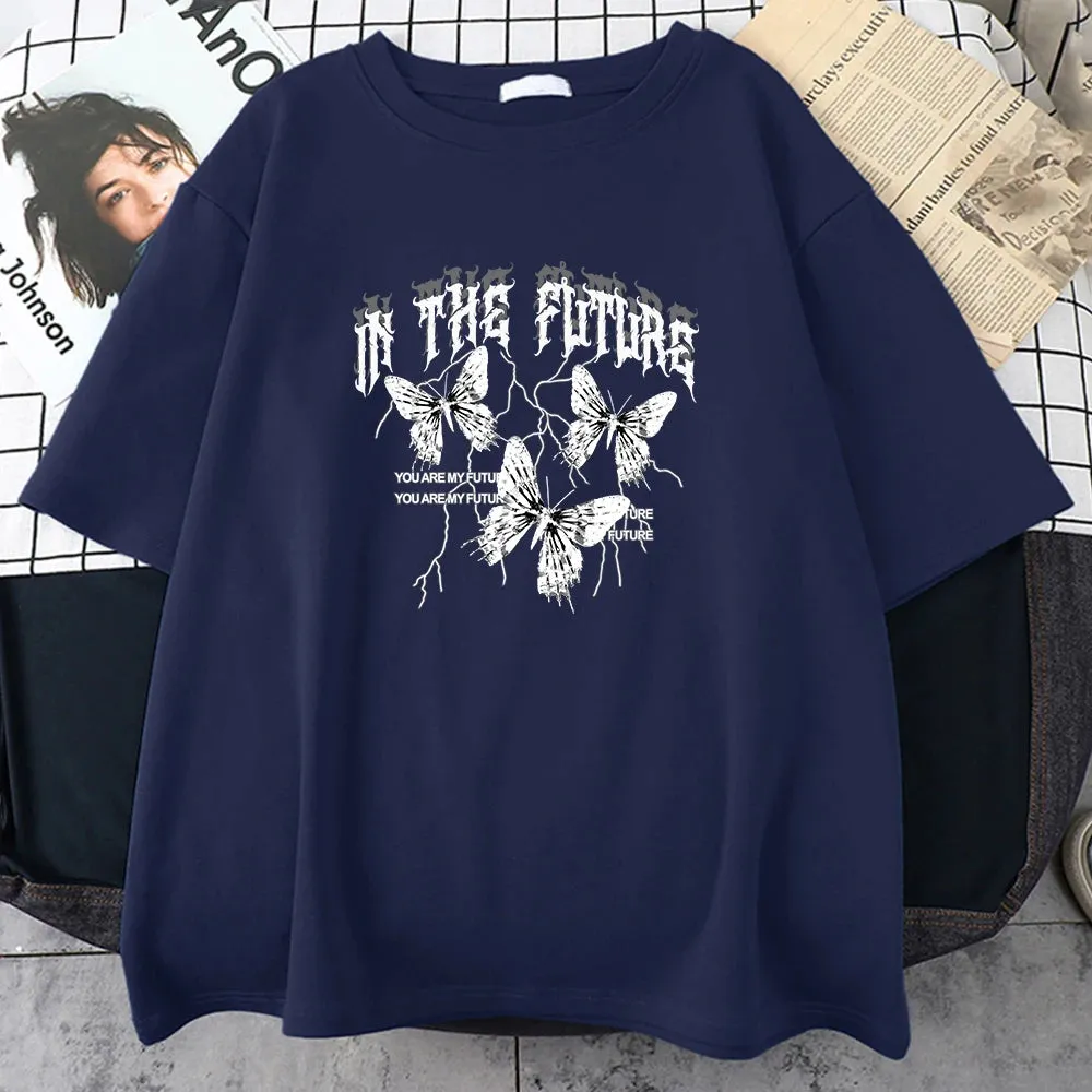 In The Future Dark Black Butterfly Creative Design T-Shirt