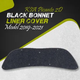 KIA Picanto 2D Black Bonnet Liner Cover - Model 2019-2021 - Protector Lid Garnish Bonnet Namda