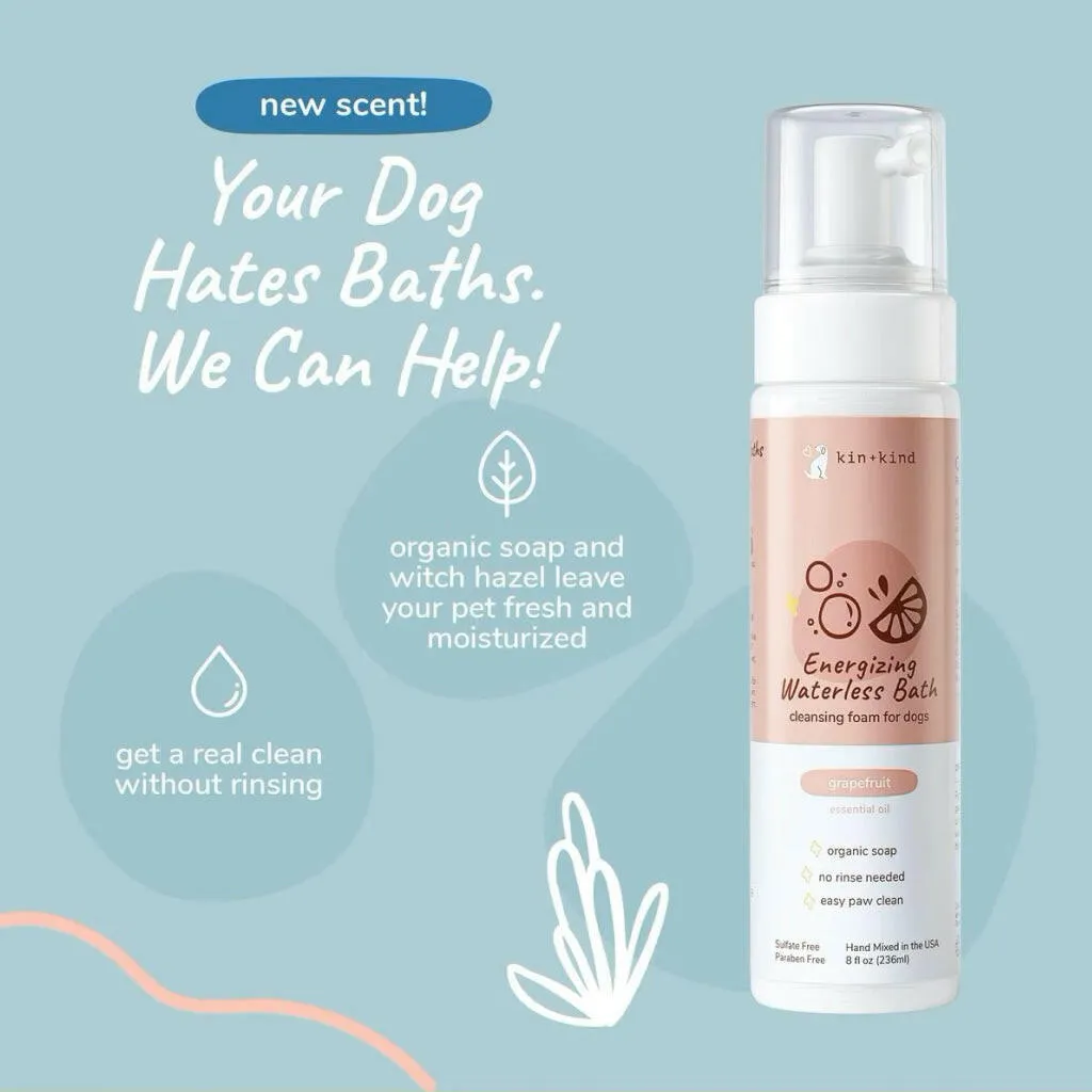 kin kind Energizing Grapefruit Waterless Bath Cleansing Foam for Dogs (8 oz)