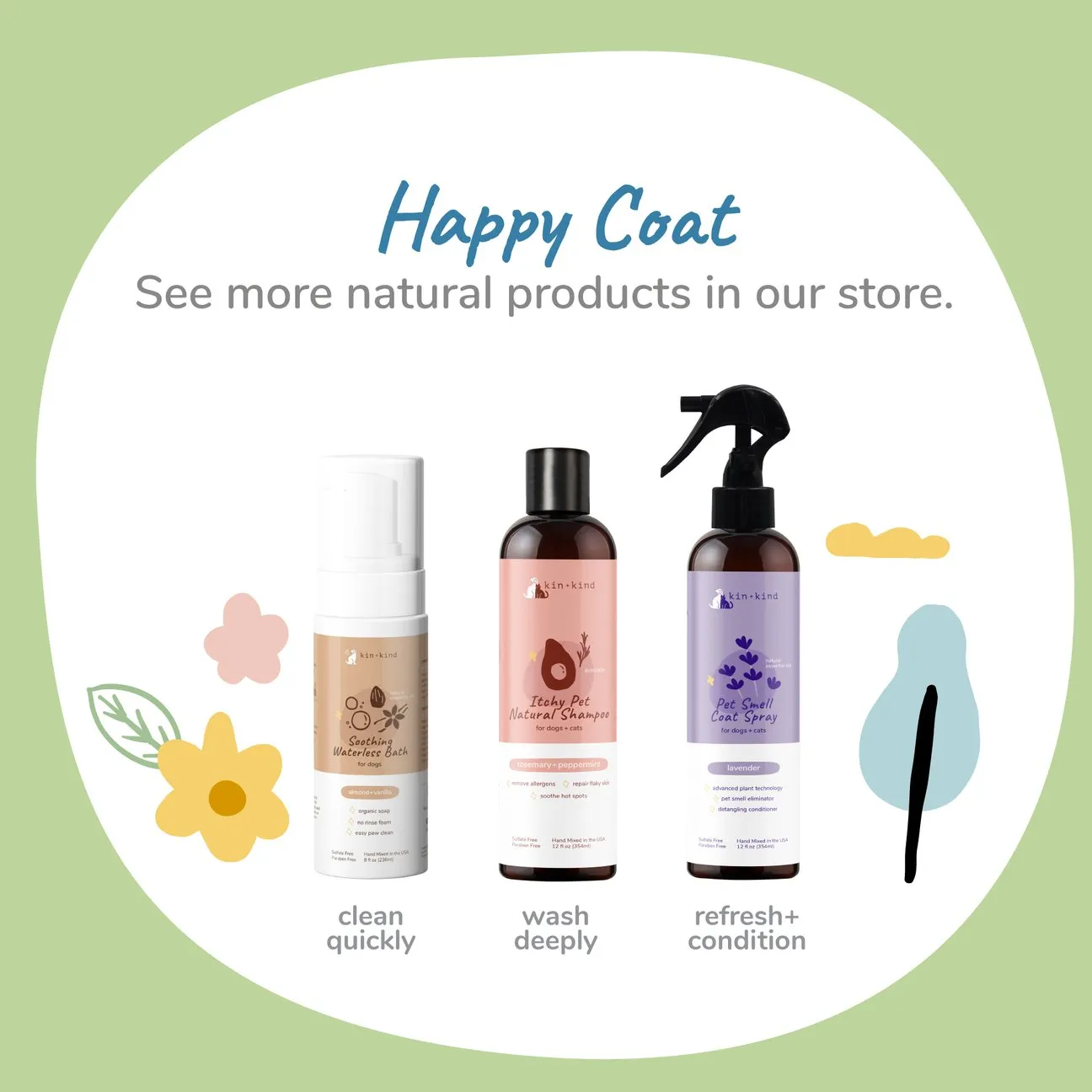 Kin   Kind Energizing Grapefruit Waterless Bath For Dogs