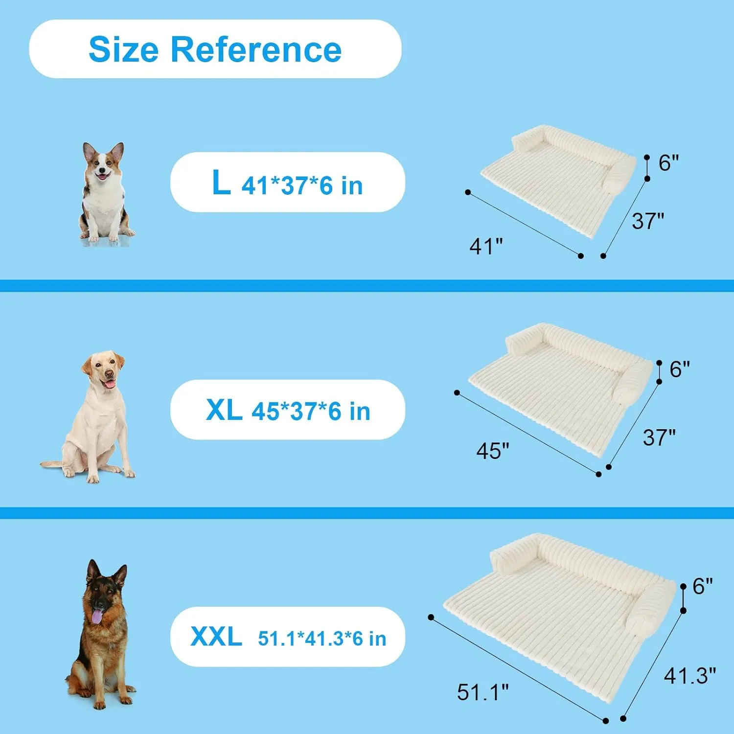 Luxurious Dog Couch Bed, Washable Calming Dog Couch Cover, Removable Couch Protector for Dogs, Waterproof Sofa Bed, Pet Bed Mats for Couch, Pet Couch Covers for Sofa(White, XXL)