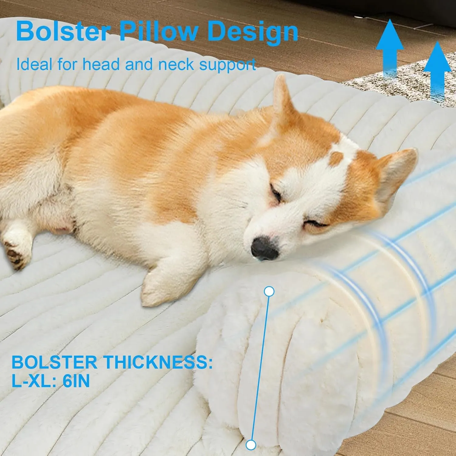 Luxurious Dog Couch Bed, Washable Calming Dog Couch Cover, Removable Couch Protector for Dogs, Waterproof Sofa Bed, Pet Bed Mats for Couch, Pet Couch Covers for Sofa(White, XXL)