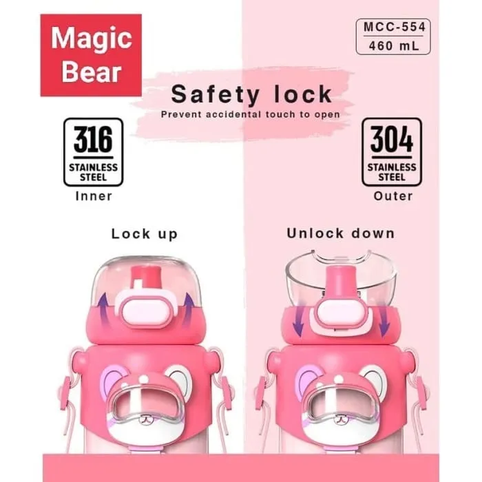Magic Bear Stainless Steel Water Bottle for Kids - Leakproof & BPA-Free