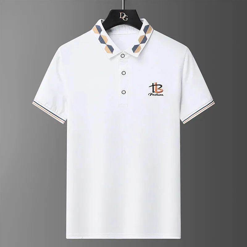Men's Summer Embroidered Polo T-Shirt - Casual Business Top