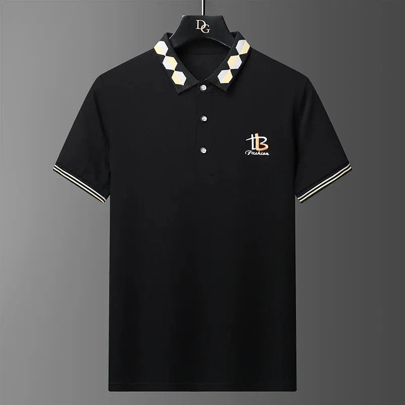Men's Summer Embroidered Polo T-Shirt - Casual Business Top