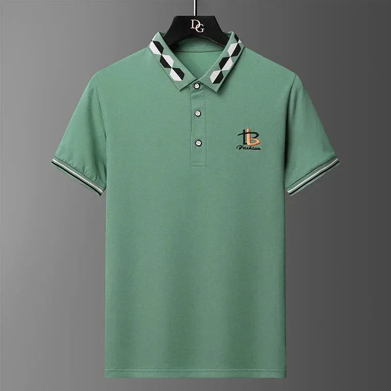 Men's Summer Embroidered Polo T-Shirt - Casual Business Top