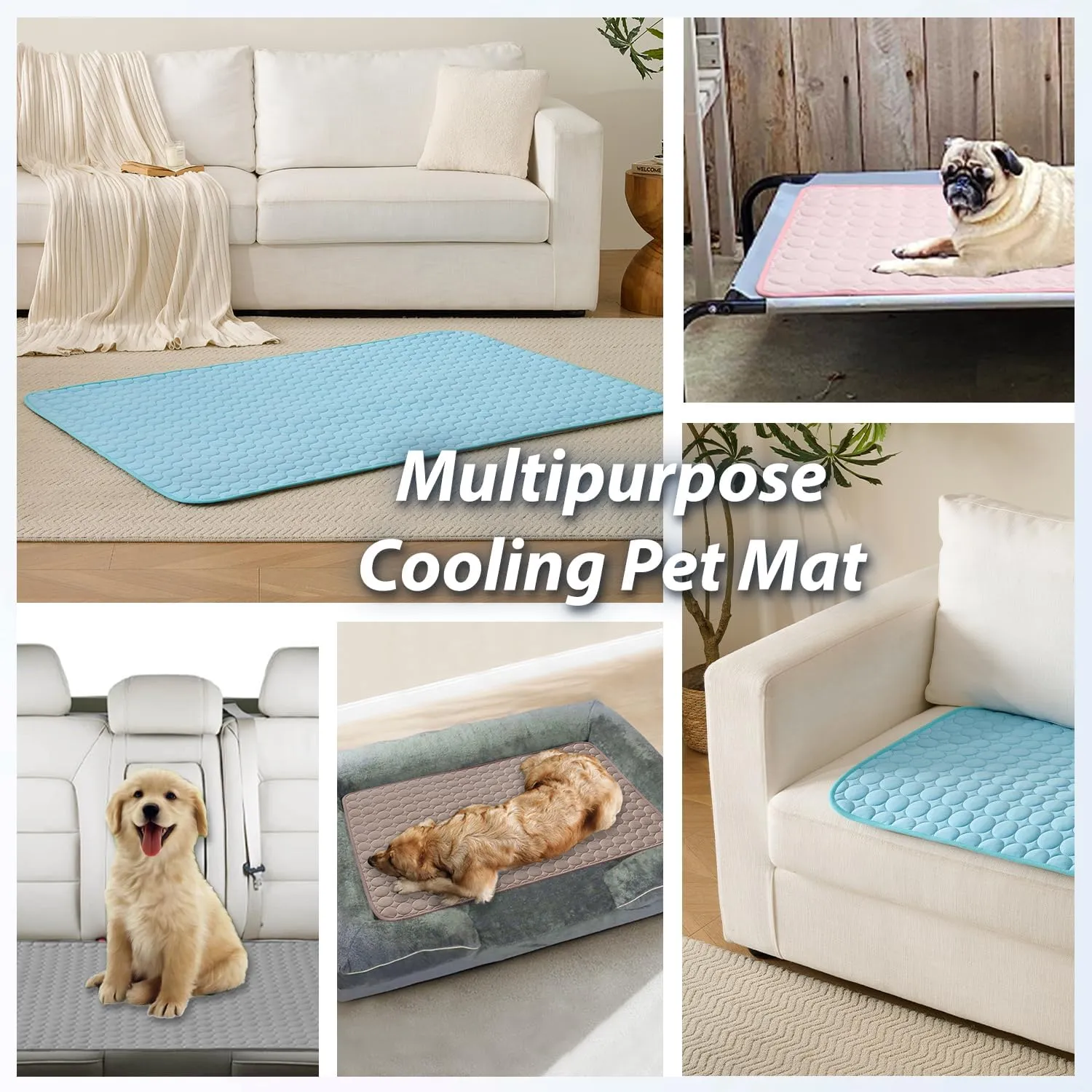 MICROCOSMOS Summer Cooling Mat & Sleeping Pad- Water Absorption Top, Materials Safe, Easy Carry, EZ Clean. Keep Cooling for Pets, Kids and Adults.(Blue, 40" x 28")