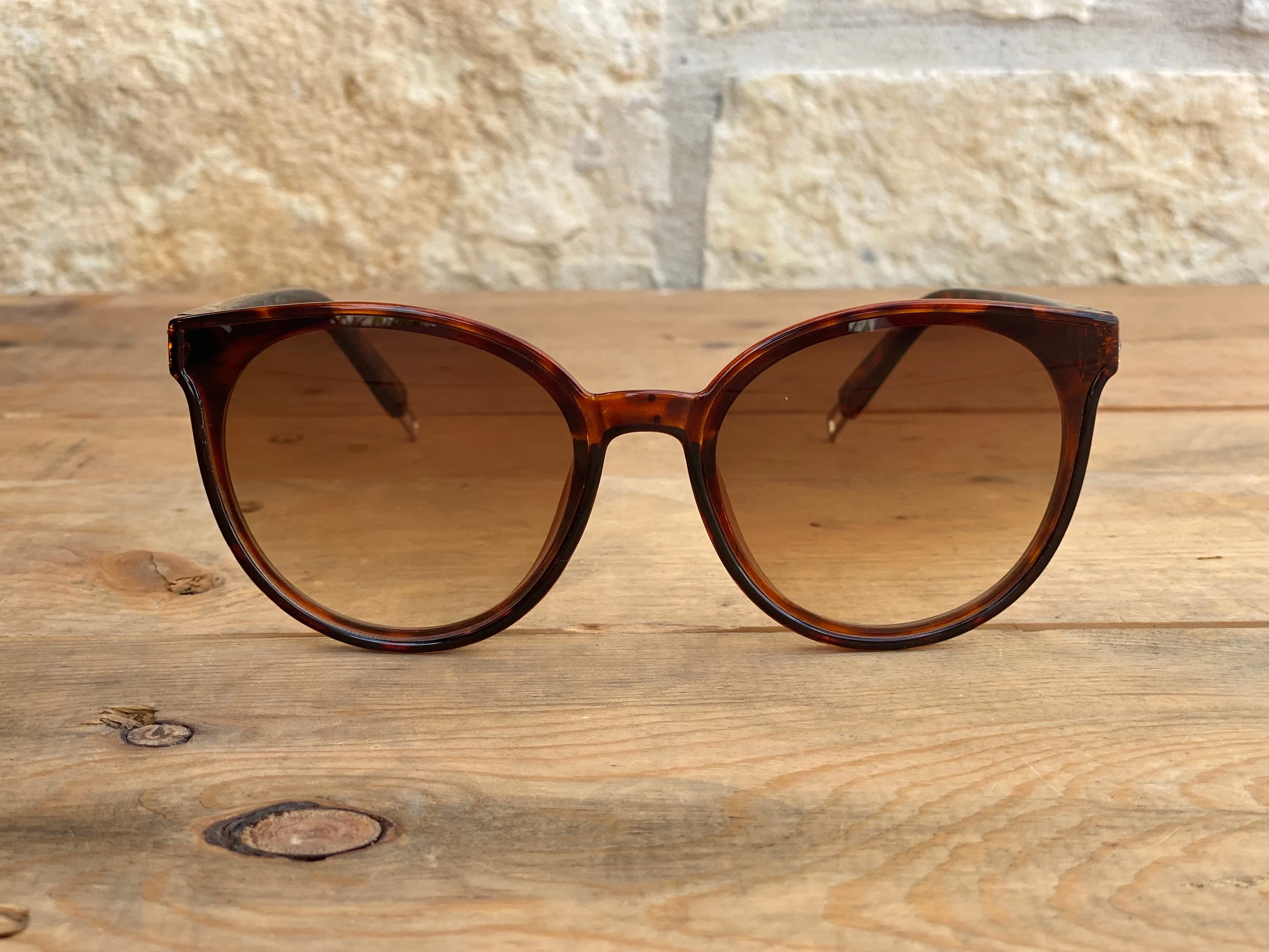 Montana West Rhinestone Cat Eye Sunglasses - Tortoise Frame