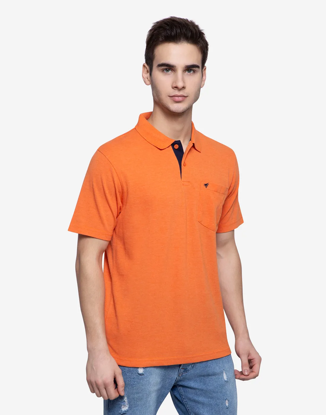 Neva Men cotton rich casualwear Summer Polo Half Sleeve T-Shirt - Orange Milange