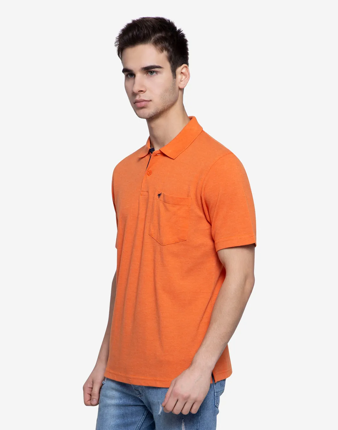 Neva Men cotton rich casualwear Summer Polo Half Sleeve T-Shirt - Orange Milange