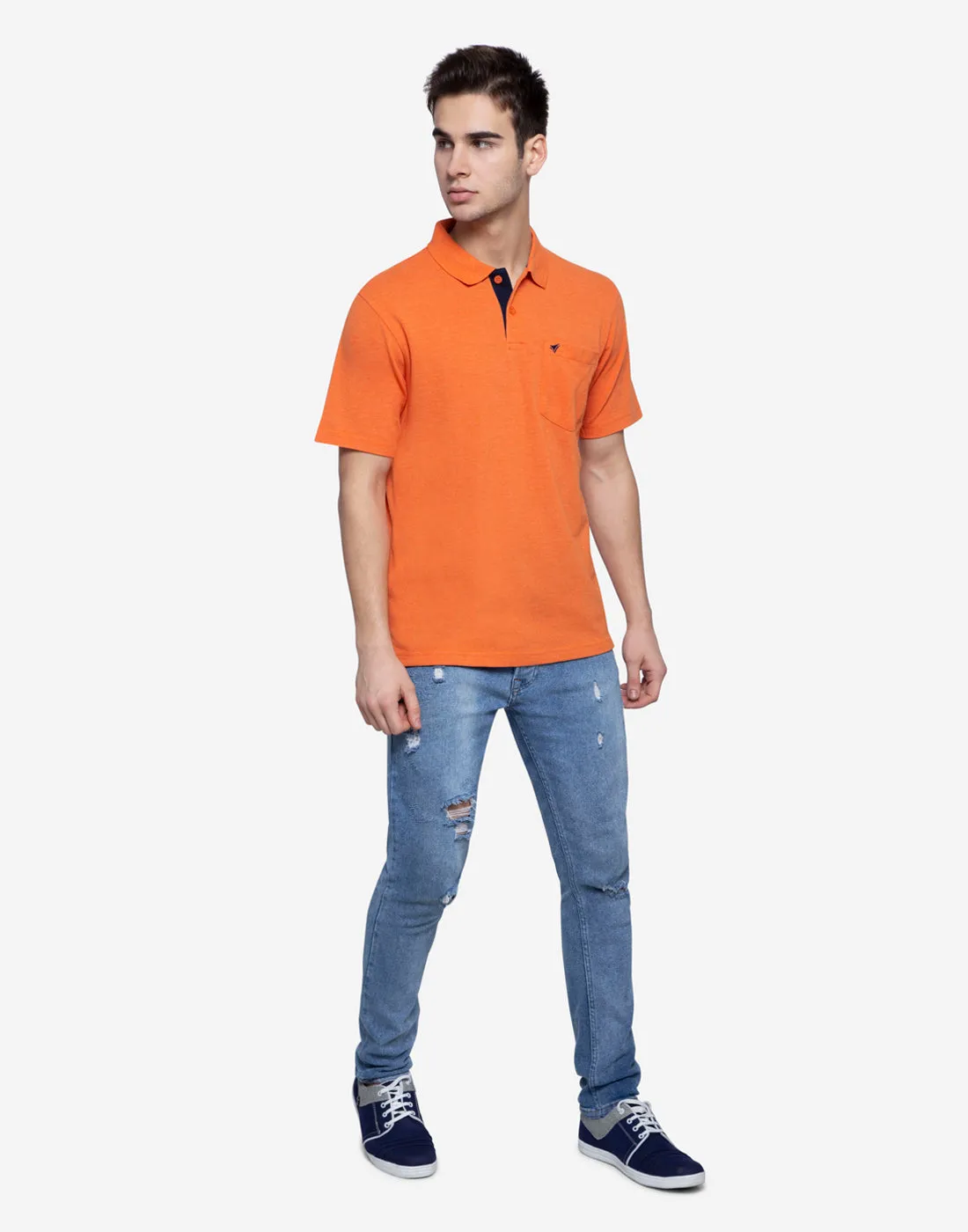 Neva Men cotton rich casualwear Summer Polo Half Sleeve T-Shirt - Orange Milange