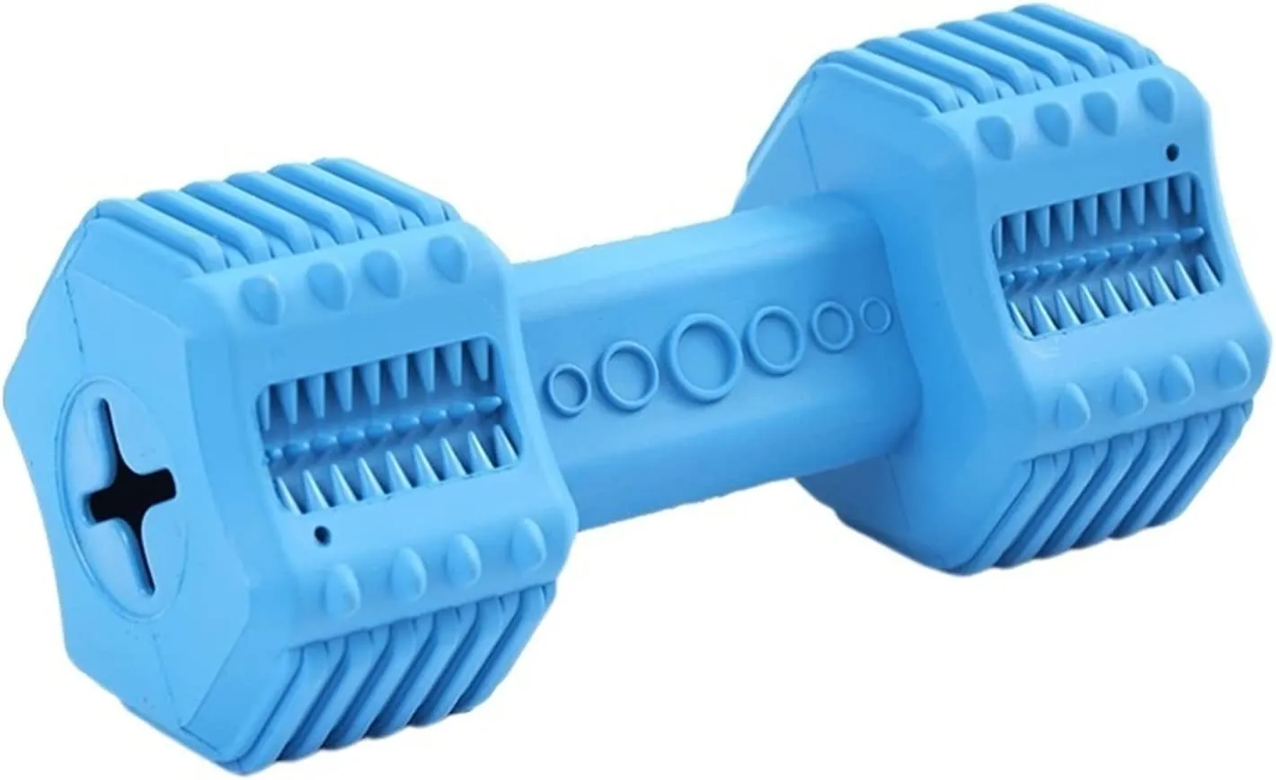 Pawfectpals Indestructible Dumbbell Dog Chew Toys for Aggressive chewers, Interactive Puzzle Treat Toy, Food Dispenser Feeder, Natural Rubber Bite Resistant for Healthy Teeth Dental Cleaning (Blue)