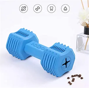 Pawfectpals Indestructible Dumbbell Dog Chew Toys for Aggressive chewers, Interactive Puzzle Treat Toy, Food Dispenser Feeder, Natural Rubber Bite Resistant for Healthy Teeth Dental Cleaning (Blue)