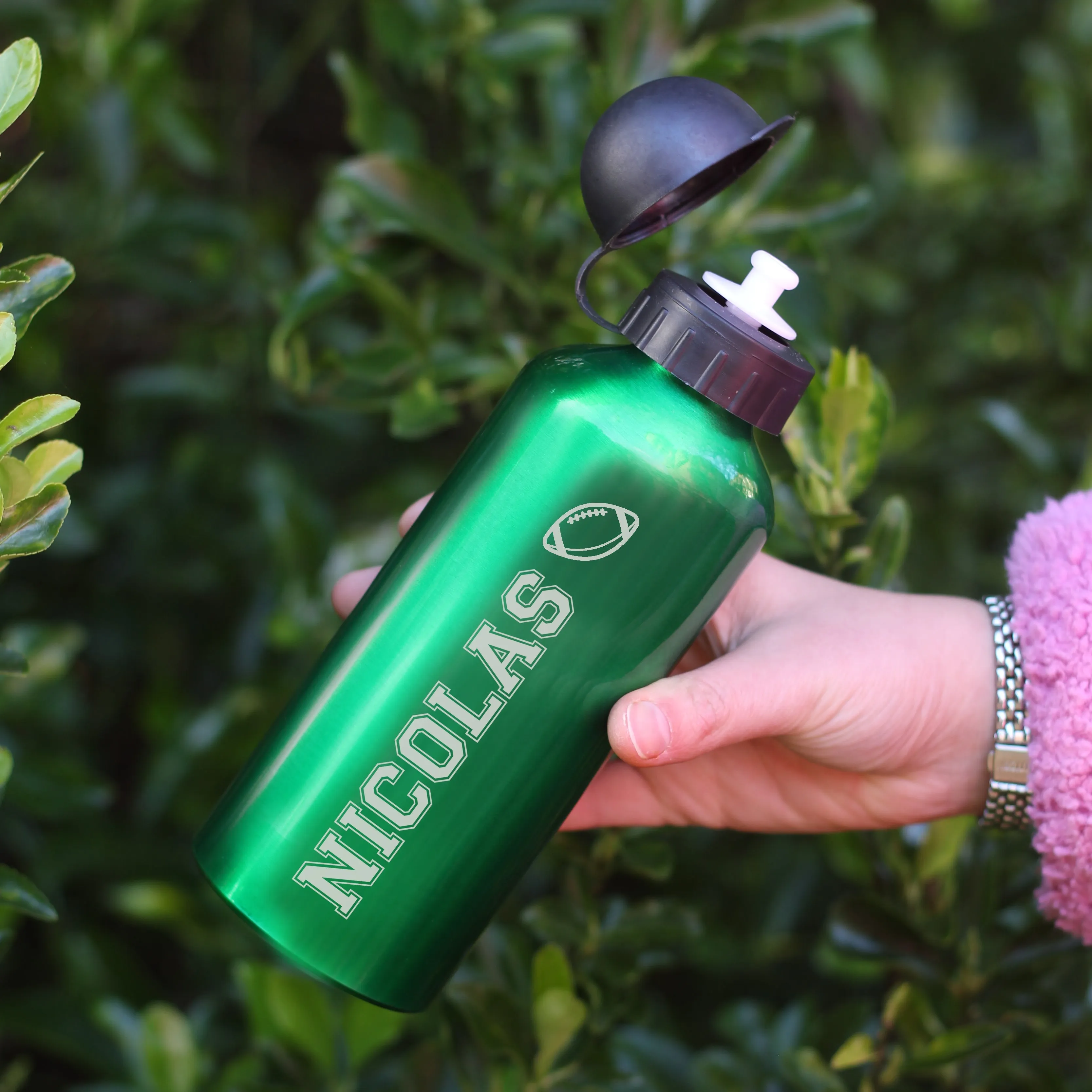 Personalised Kids 650ml Aluminium Water Bottle with Sports or Hobby Icons
