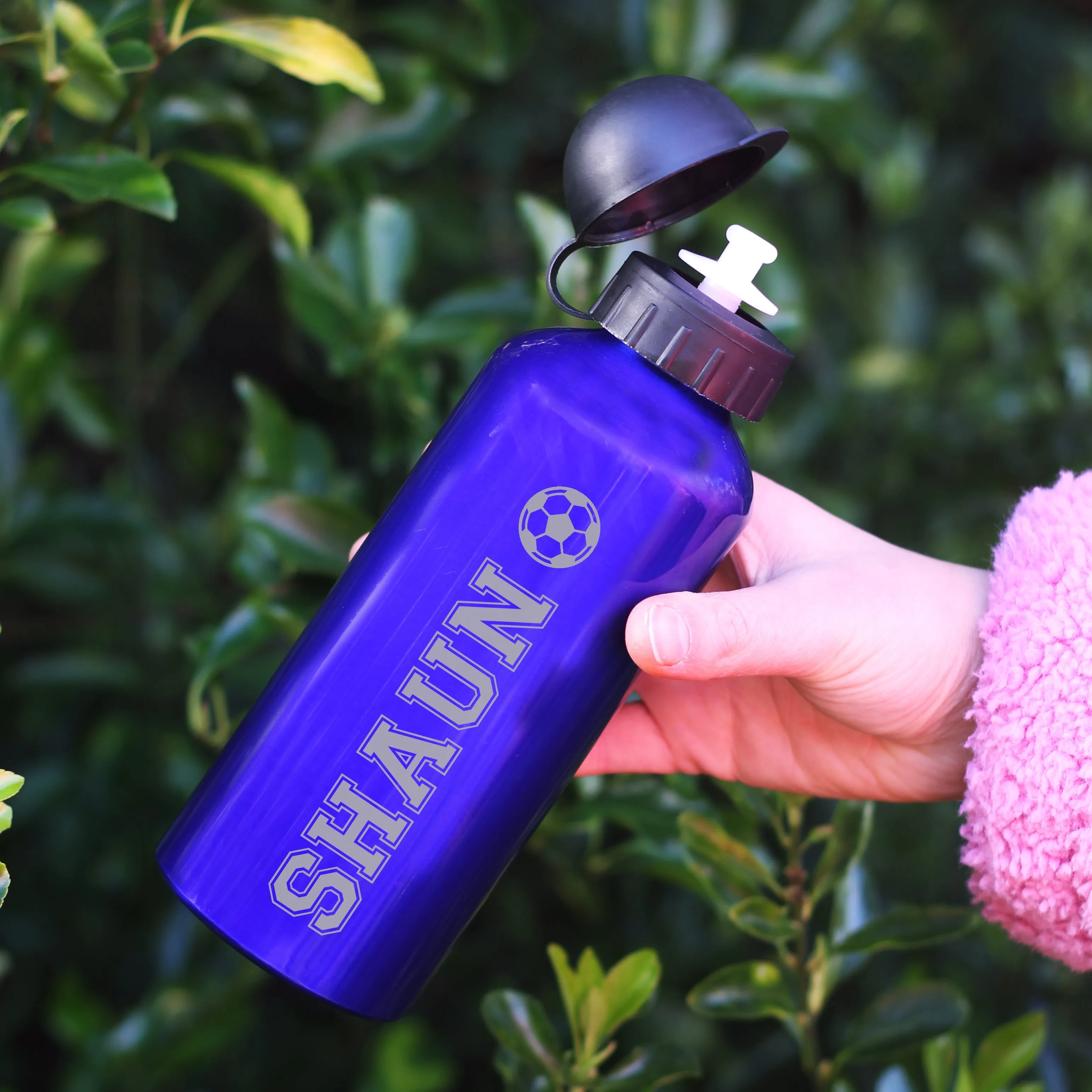 Personalised Kids 650ml Aluminium Water Bottle with Sports or Hobby Icons