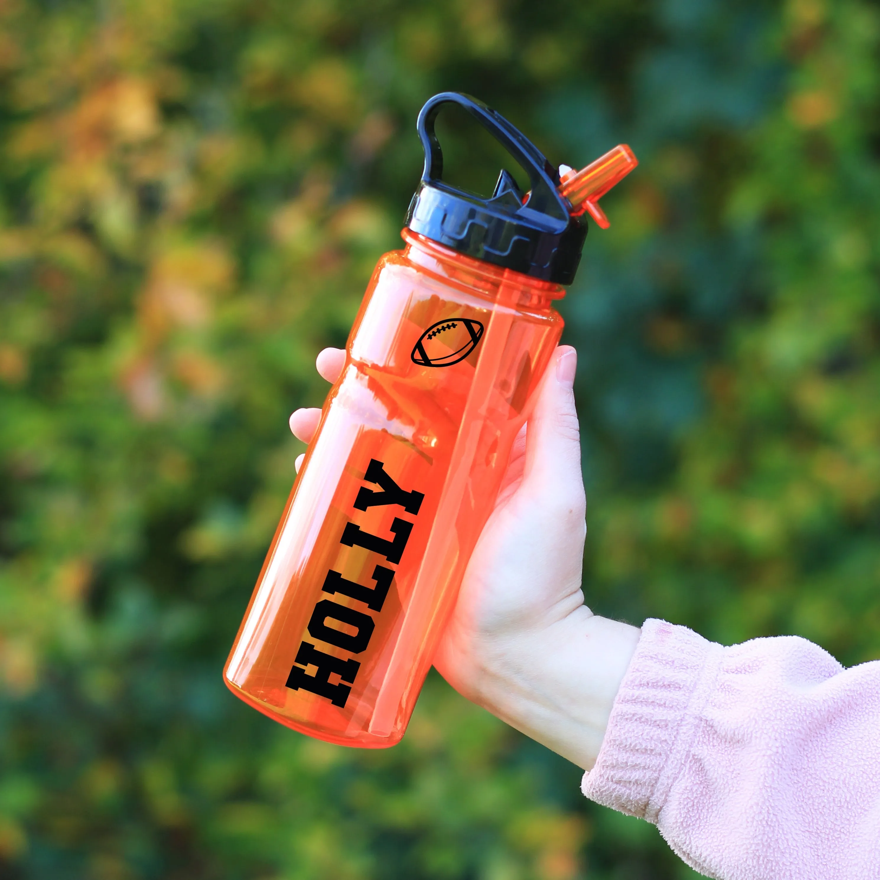 Personalised Tritan Sports Water Bottle with Flip Straw & Carry Handle 650ml