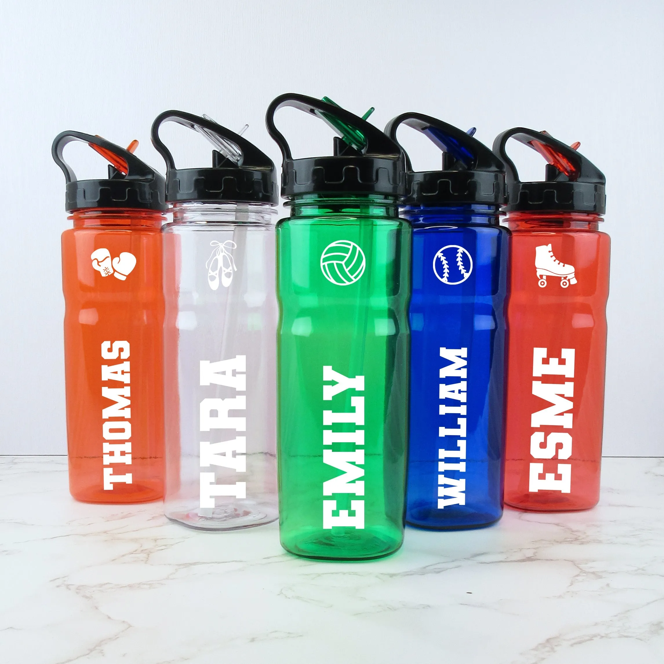 Personalised Tritan Sports Water Bottle with Flip Straw & Carry Handle 650ml