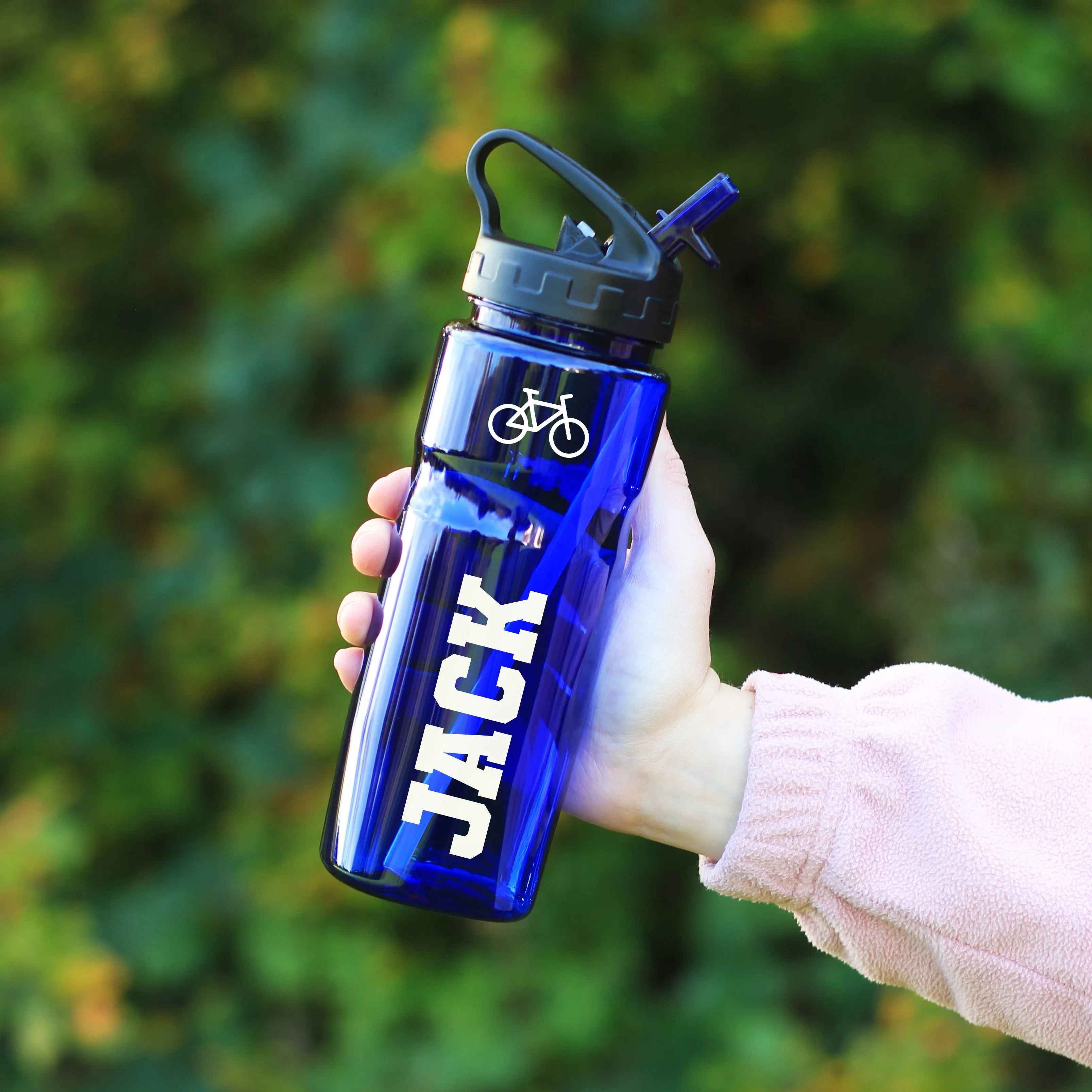 Personalised Tritan Sports Water Bottle with Flip Straw & Carry Handle 650ml