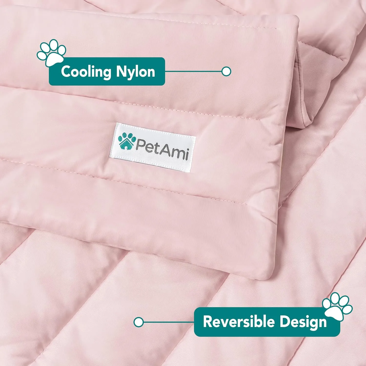 PetAmi Cooling Mat for Dog, Premium Pet Cooling Blanket for Crate Kennel, Indoor Cat Cool Sleeping Pad, Q-MAX Cold Sofa Couch Cover for Summer, Pink, Medium (29x40)