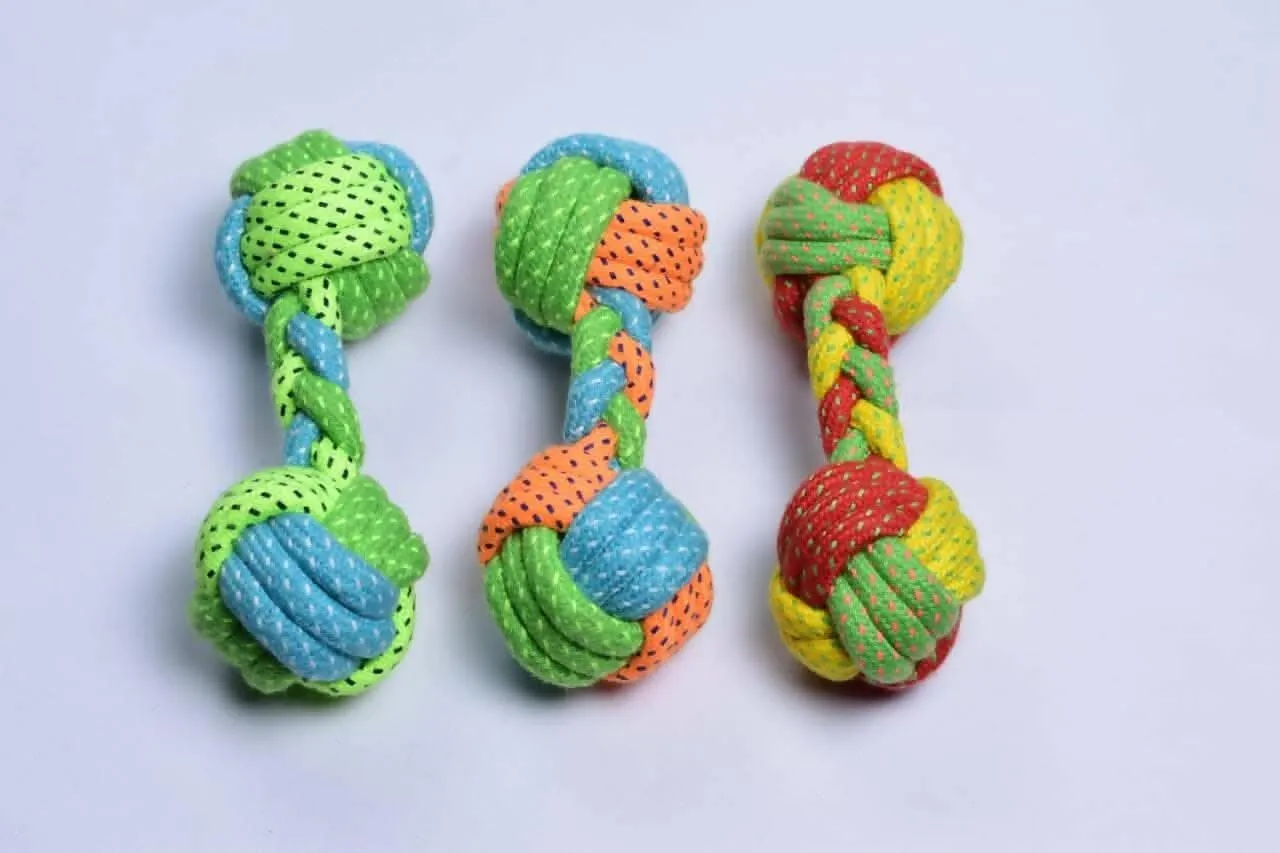 PETOLOGY Knotted Cotton Dumbbell Dog Chew toy for suitable for all Breeds (multi color)