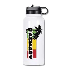 RASMARV  Vacuum-Insulated Flask,  Stainless Steel 32oz White Graphic
