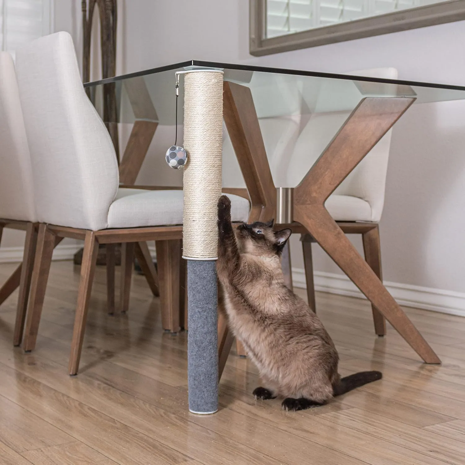 Scratch Pole - Adjustable Under-Table Cat Scratcher, Sisal/Felt, by Primetime Petz