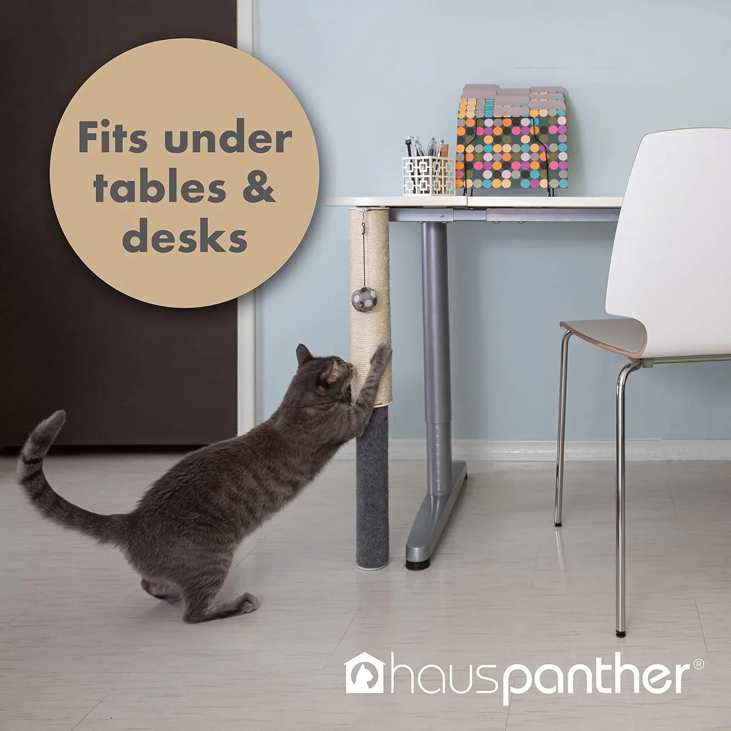 Scratch Pole - Adjustable Under-Table Cat Scratcher, Sisal/Felt, by Primetime Petz