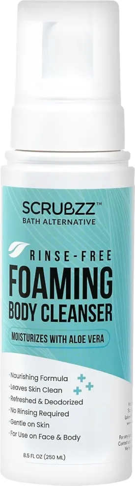Scrubzz No Rinse Body Wash for Elderly, Rinse Free Cleansing Foam, Waterless Foaming Cleanser for Men and Women, Great for Camping, Gym and Post Workout, Hospital Stays and Post Surgery - 1 Pack
