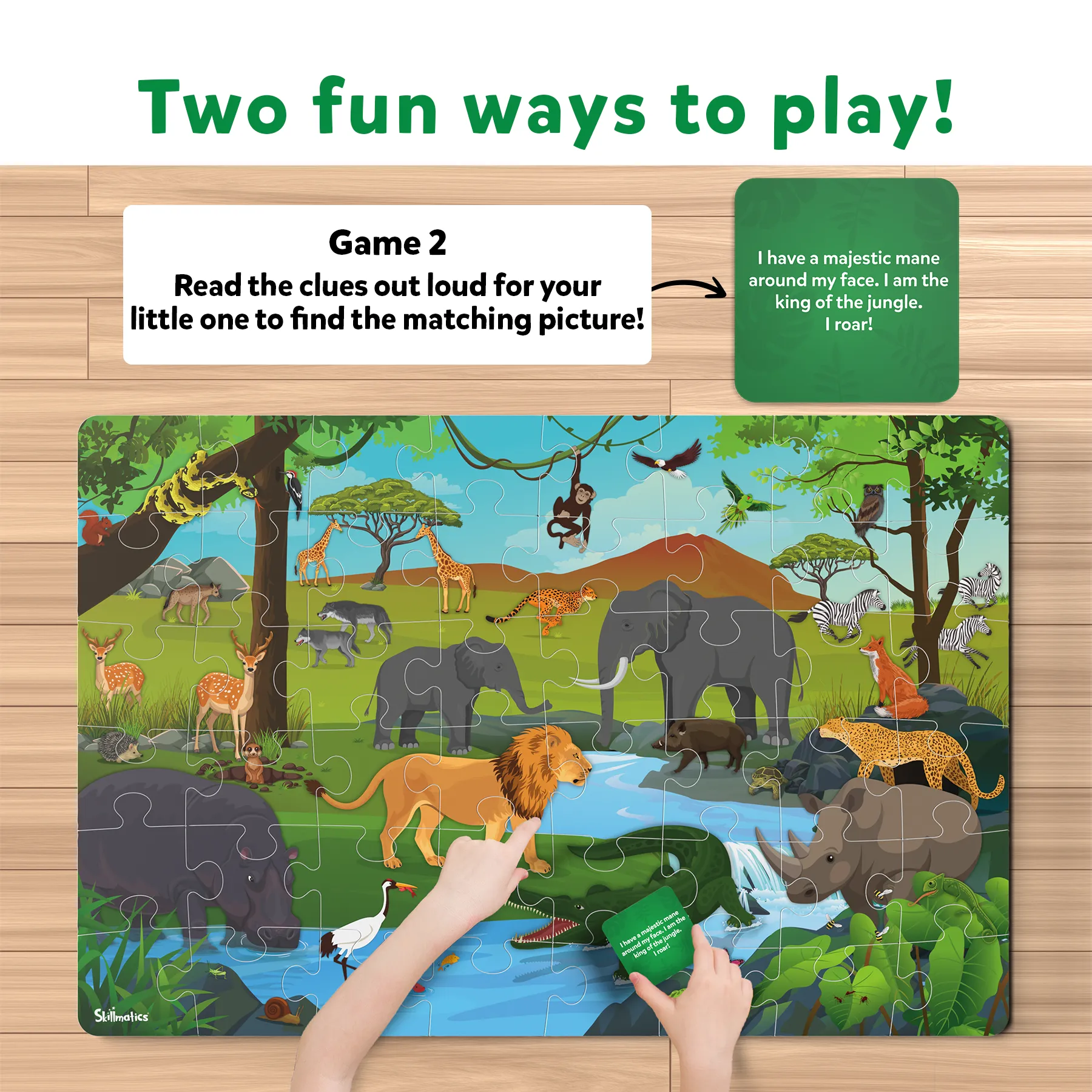 Skillmatics Floor Puzzle & Game - Piece & Play Wild Animals, Jigsaw Puzzle (48 Pieces, 2 X 3 Feet), Ages 3 To 7