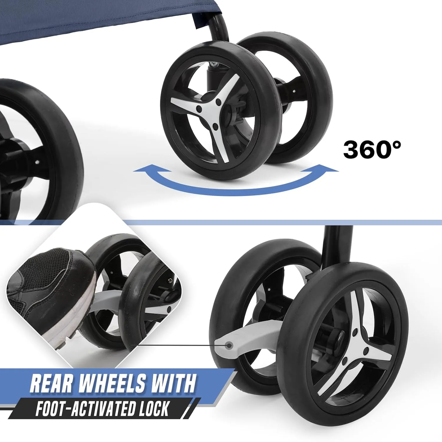 Small Dog Stroller for Small Dogs 10 lbs -22lbs Puppy Stroller Medium Dog Wagon Stroller Small Pet Stroller for Cats, Cat Strollers for 2 Cats, Rear Storage, Navy Blue