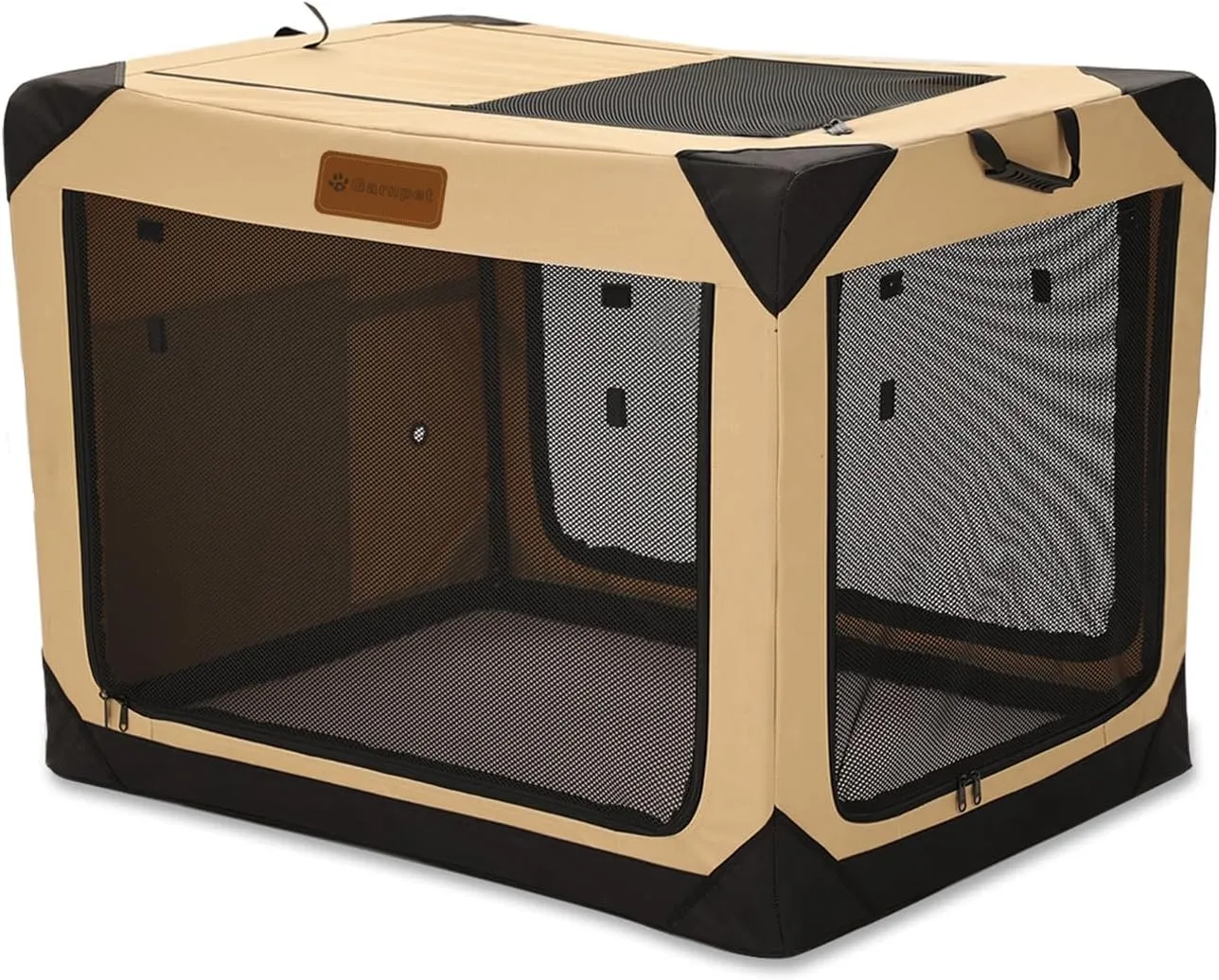 Soft Dog Crate for Extra Large Dogs, 4-Door Foldable Collapsible Dog Crate with Soft Sides, Indoor & Outdoor Travel Dog Kennel