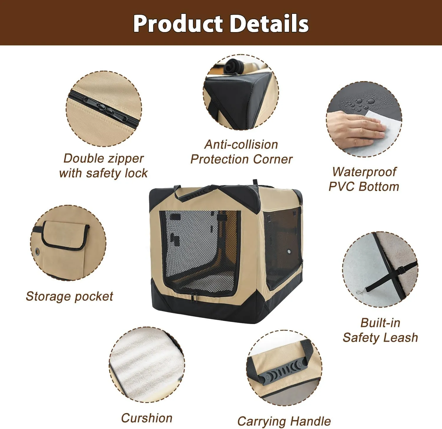 Soft Dog Crate for Extra Large Dogs, 4-Door Foldable Collapsible Dog Crate with Soft Sides, Indoor & Outdoor Travel Dog Kennel