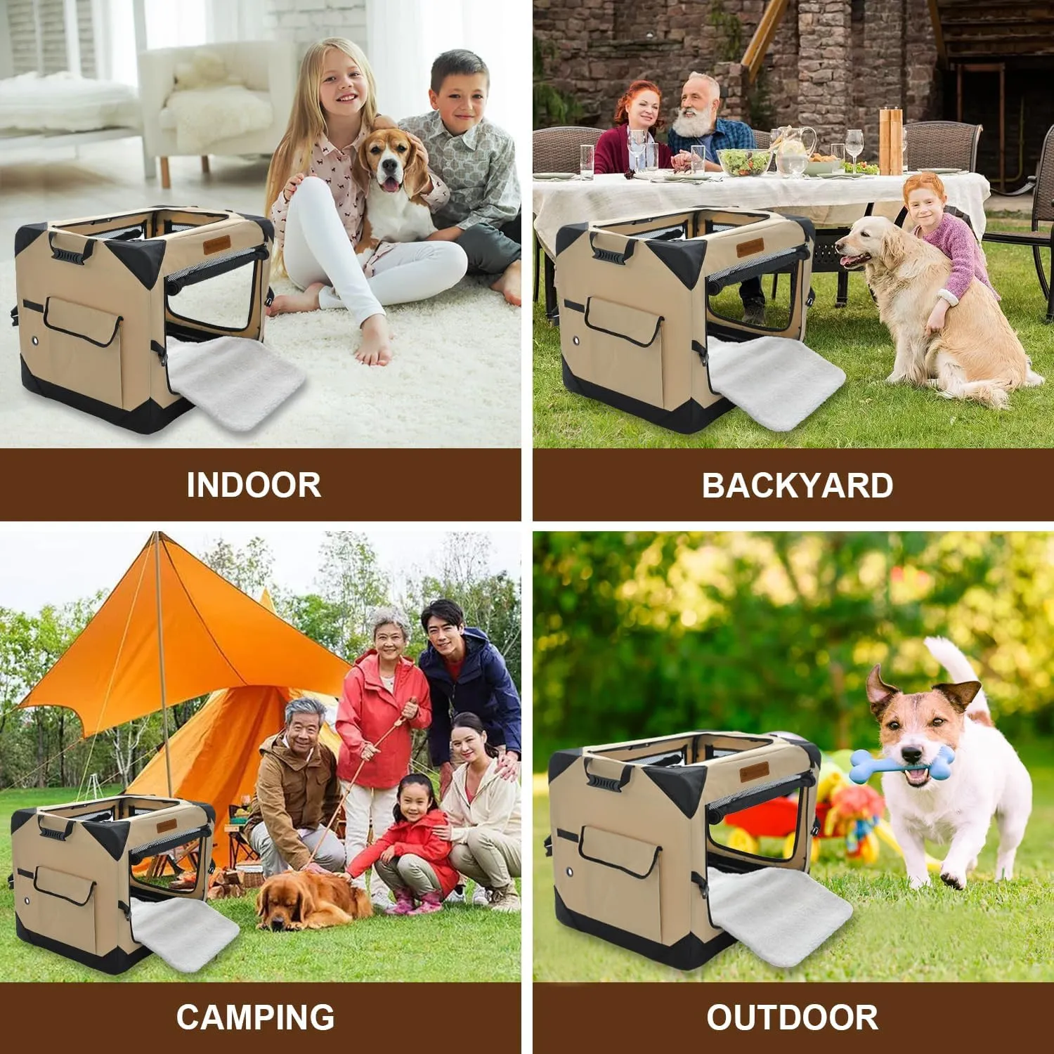 Soft Dog Crate for Extra Large Dogs, 4-Door Foldable Collapsible Dog Crate with Soft Sides, Indoor & Outdoor Travel Dog Kennel