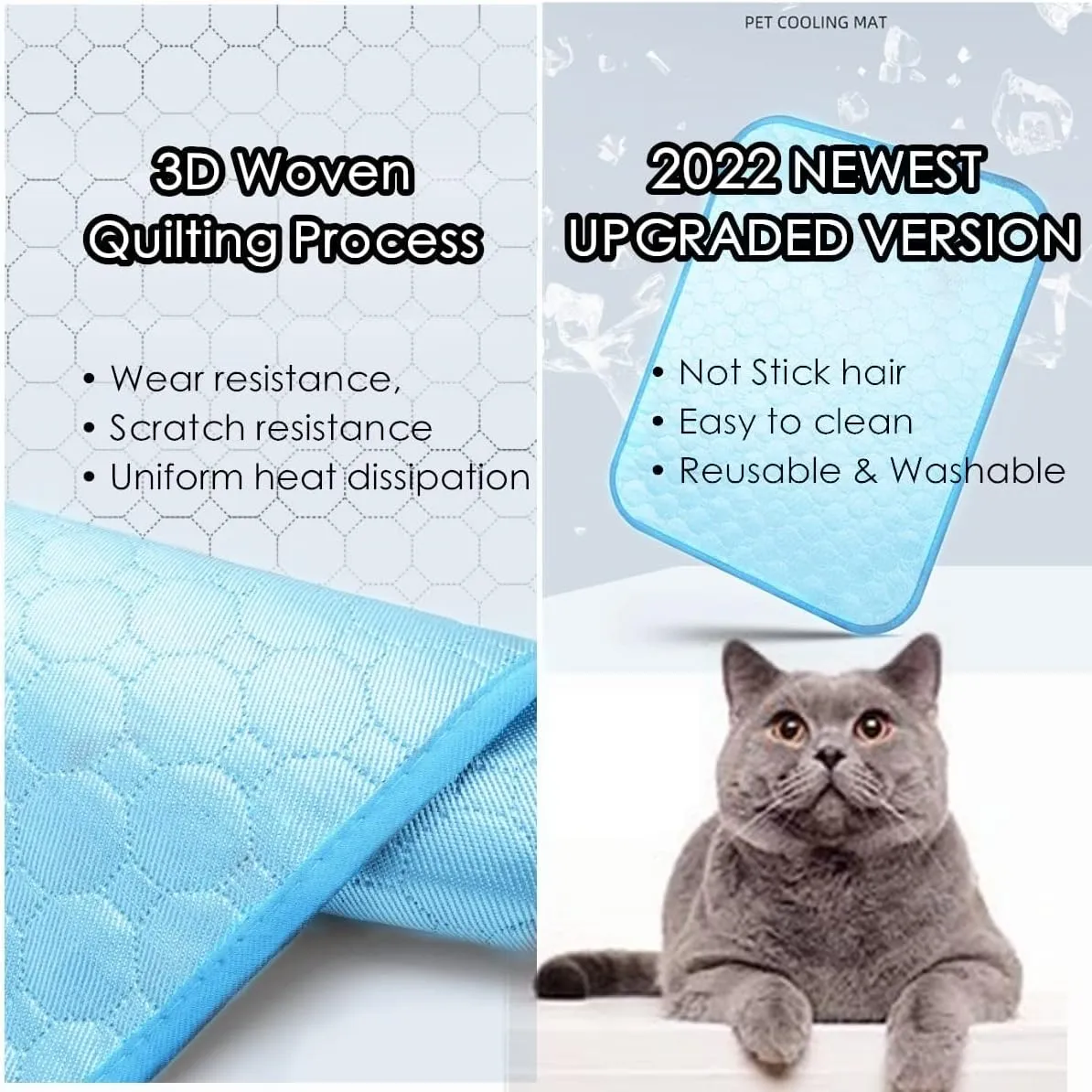 SOMOYA Dog Self Cooling Mat Pet Washable Cooling Pads Blanket Sleeping Kennel Mat,Ice Silk Sleep Mat Pad Non-Toxic Breathable Sleep Bed Beach for Large Dogs Cats (Blue, 27.5x39.4 in)