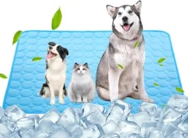 SOMOYA Dog Self Cooling Mat Pet Washable Cooling Pads Blanket Sleeping Kennel Mat,Ice Silk Sleep Mat Pad Non-Toxic Breathable Sleep Bed Beach for Large Dogs Cats (Blue, 27.5x39.4 in)