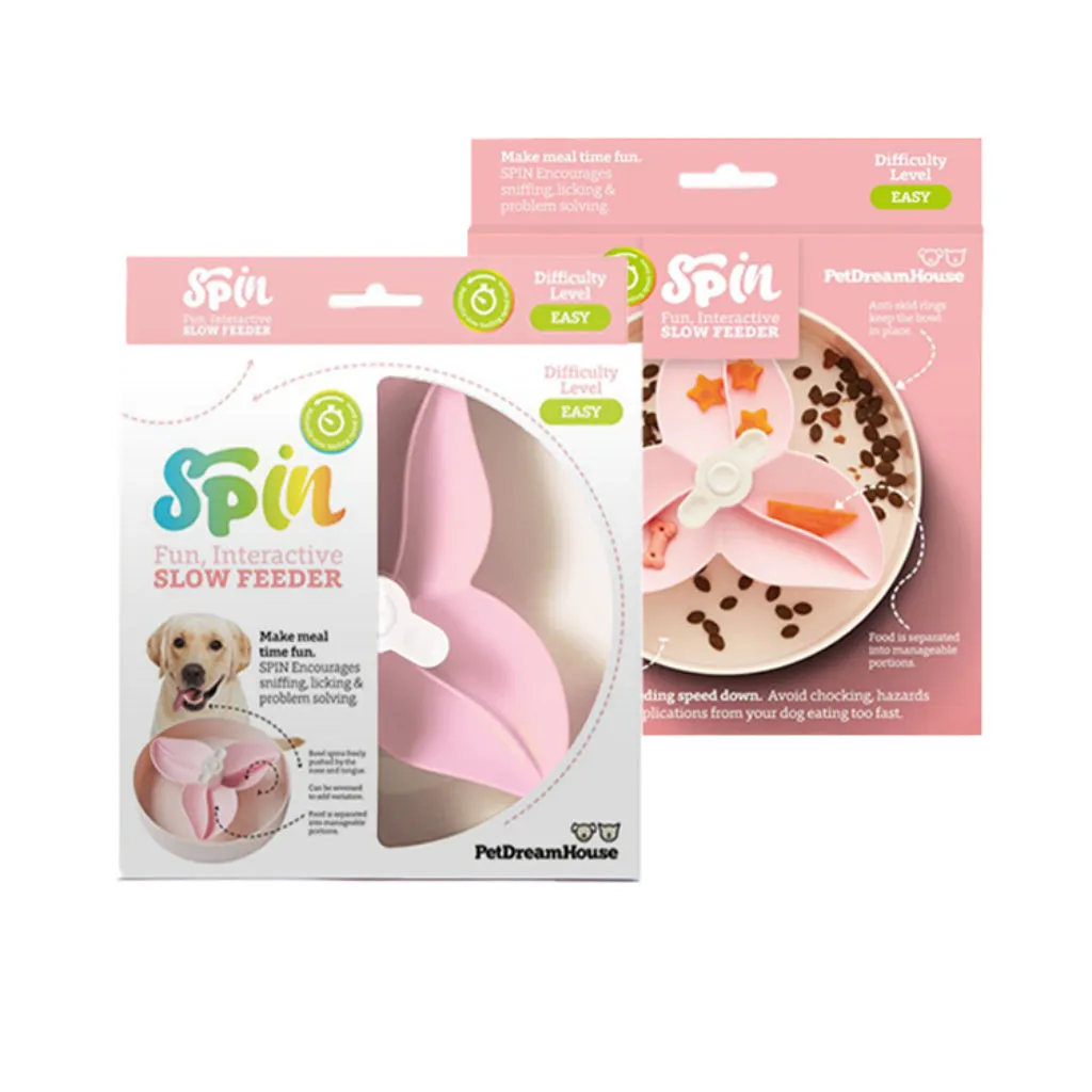SPIN Interactive Slow feeder Pet Bowl - Pink